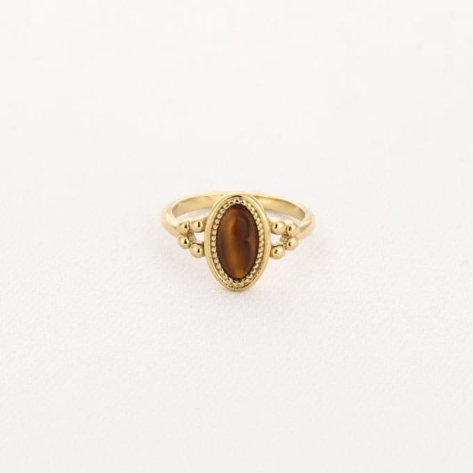 Bijoutheek Ring (Sieraad) Tribal Dots Tigers Eye