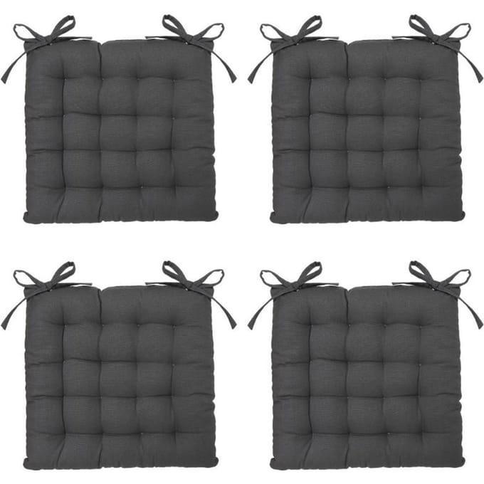 Eazy Living Stoelkussen Basile Donker Grijs – 38 cm x 38 cm – 4 Stuks