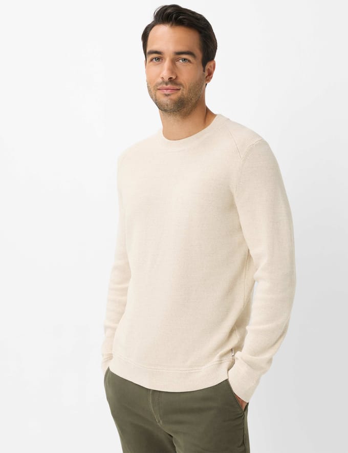 Brax Heren Trui  Style ROY beach, lichtbeige, maat XS