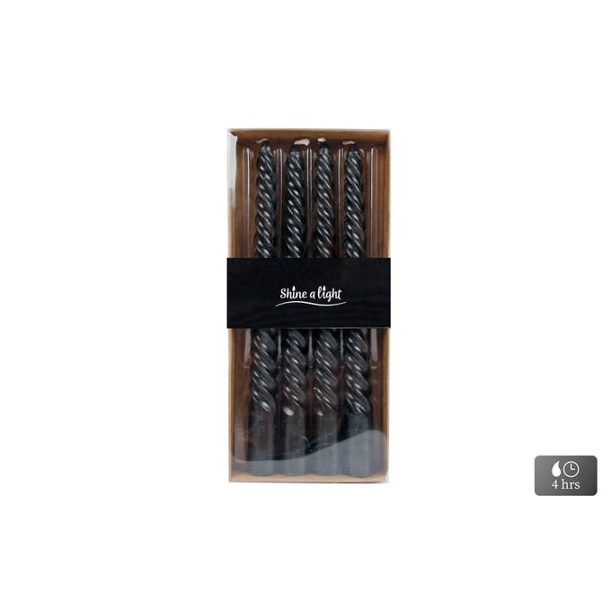 Tafelkaars twist zwart 4uur 4stuks 2x2x20cm