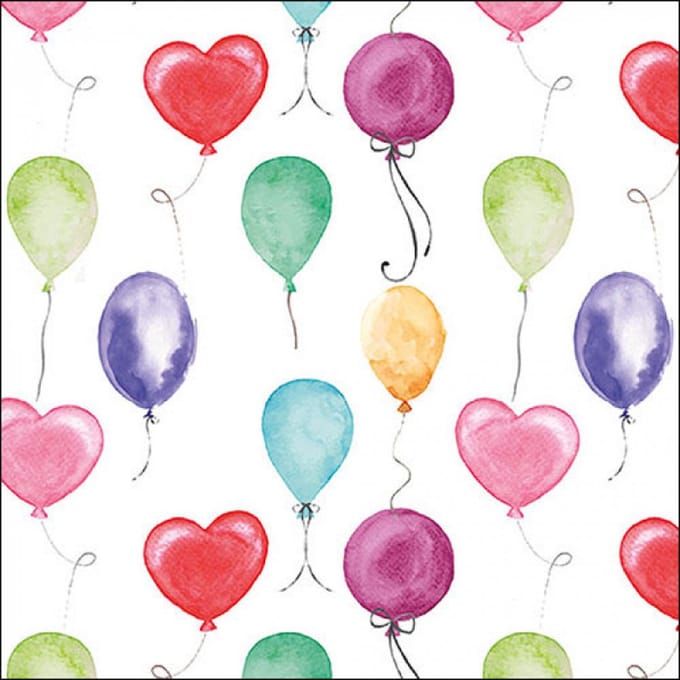 Ambiente Lunch servetten - Flying balloons white - 20 servetten