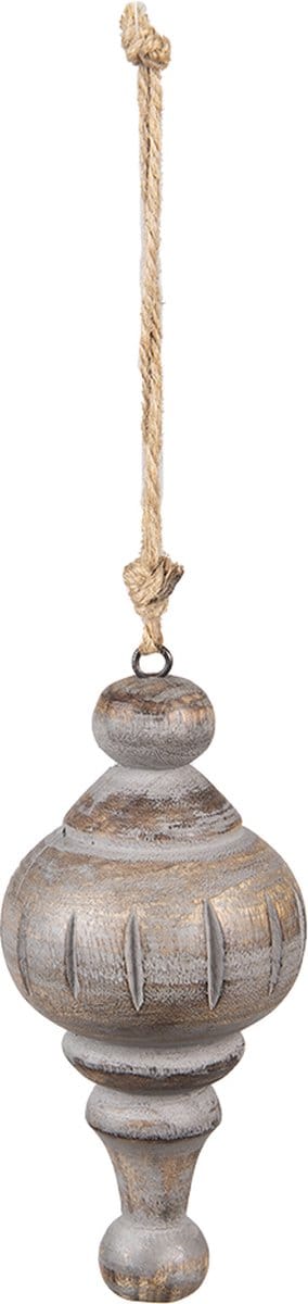 Clayre & Eef Kersthanger Ø 7x15 cm Grijs Bruin Hout