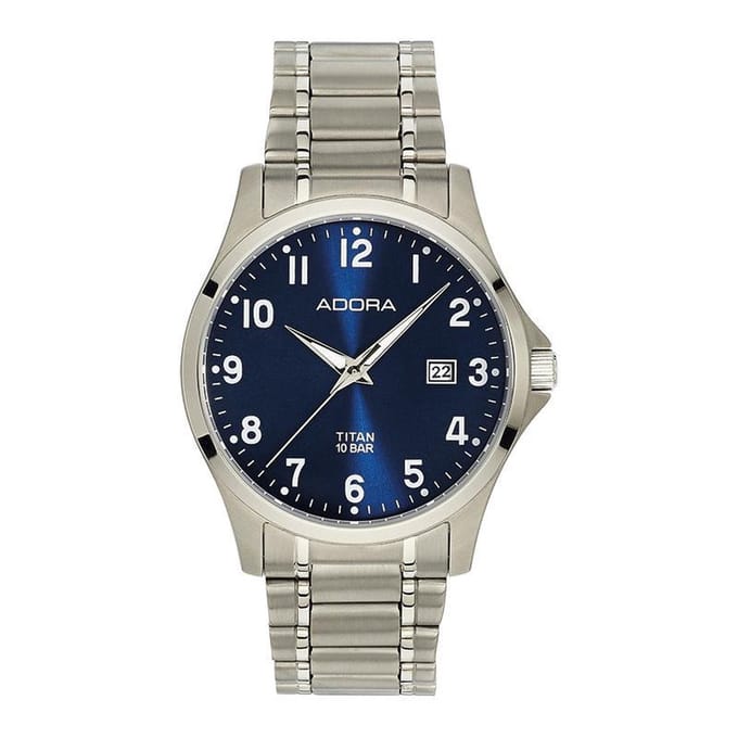 Adora horloge met datum volledig titanium band AB6348 saphir glas