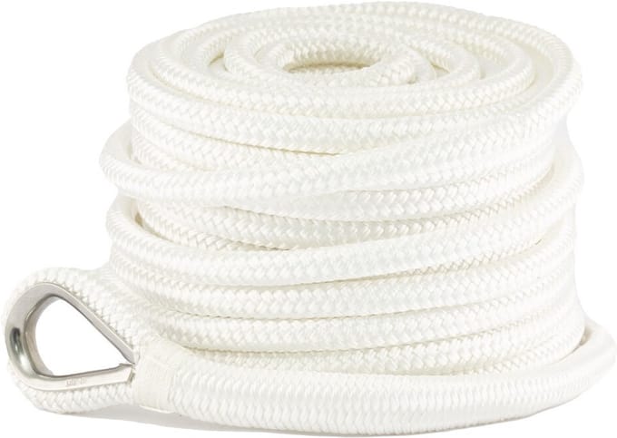 Hollex 30 meter witte loodverzwaarde Ankerlijn Ø12mm