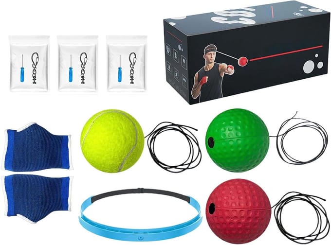 Boksreactiebal Set - Trainingsbal Hoofdband - Hand-oog Coördinatie - Draagbaar Handsfree Trainen - Verschillende Gewichten - Groen