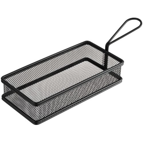GGM Gastro (6 Stück) Servier Frittierkorb - SNACKHOLDER - Edelstahl - 215x105mm - Schwarz