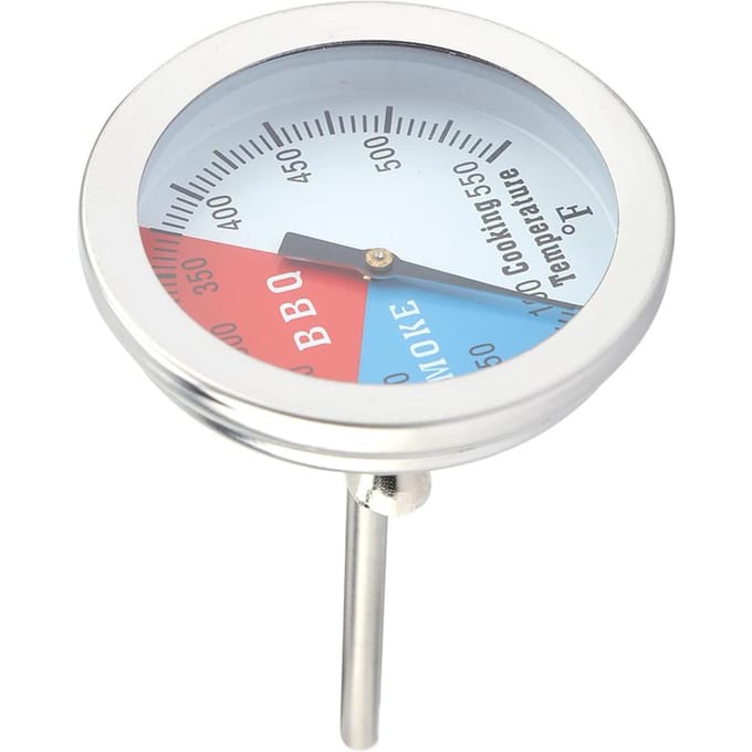 Roestvrij Staal BBQ Thermometer 100-550 Fahrenheit Rond Deksel Temperatuur voor Barbecue Oven Grill white