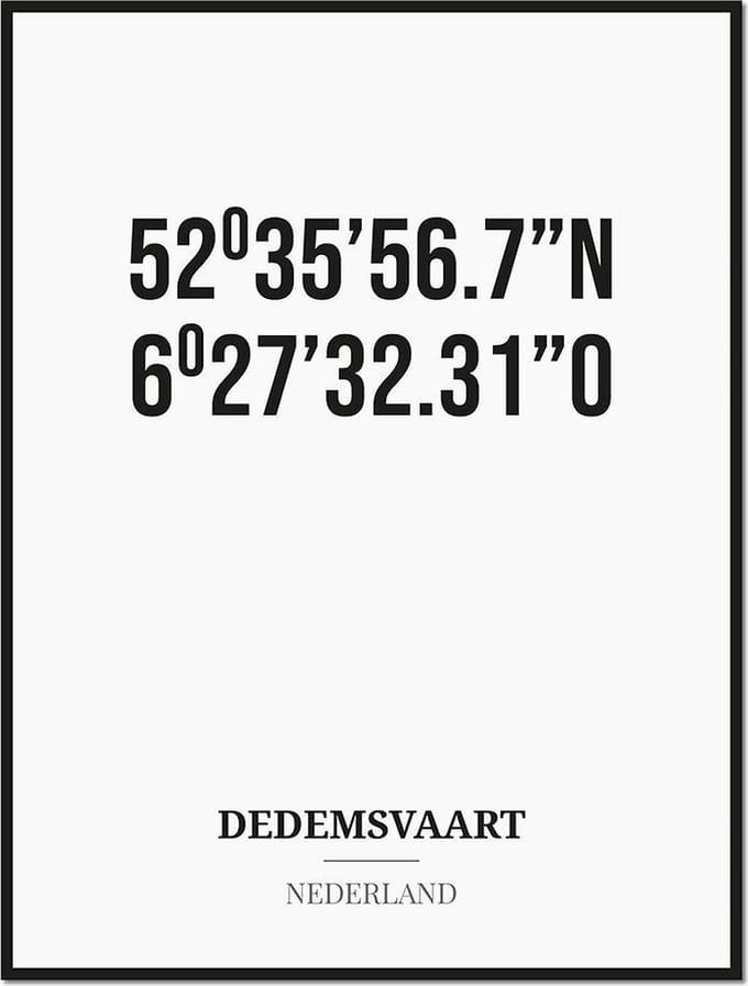 Poster/kaart DEDEMSVAART met coördinaten