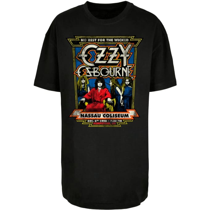 Dames-T-shirt oversized Merchcode Osbourne - No Rest For The Wicked