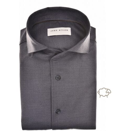 John Miller Overhemd Slim Faux Uni Wool Blend Navy / male