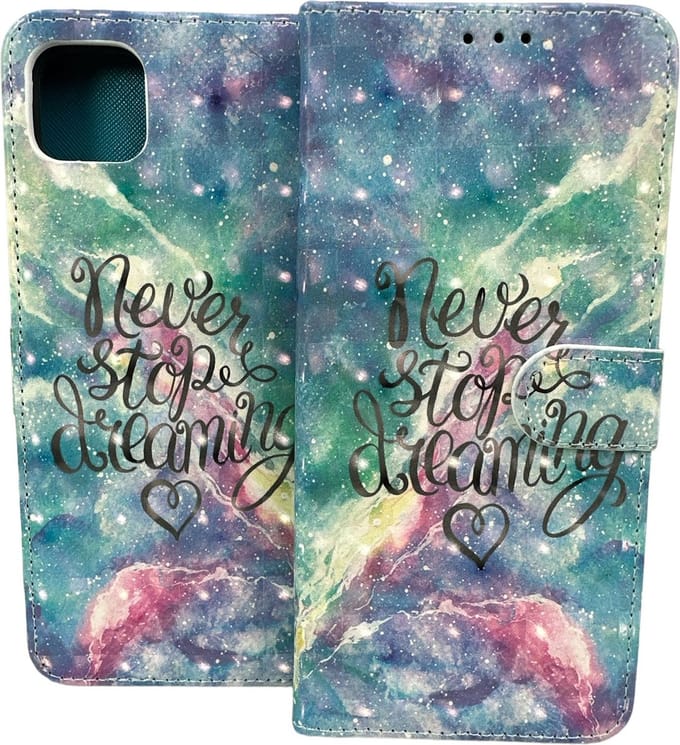 Portemonnee Book Case Hoesje Geschikt voor: Samsung Galaxy A04 - Never Stop Dreaming Print