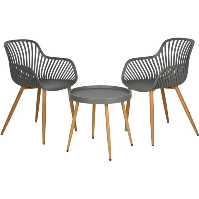 Comfortabele Tuinset 3-delig - 2 kuipstoelen+tafel - Grijs