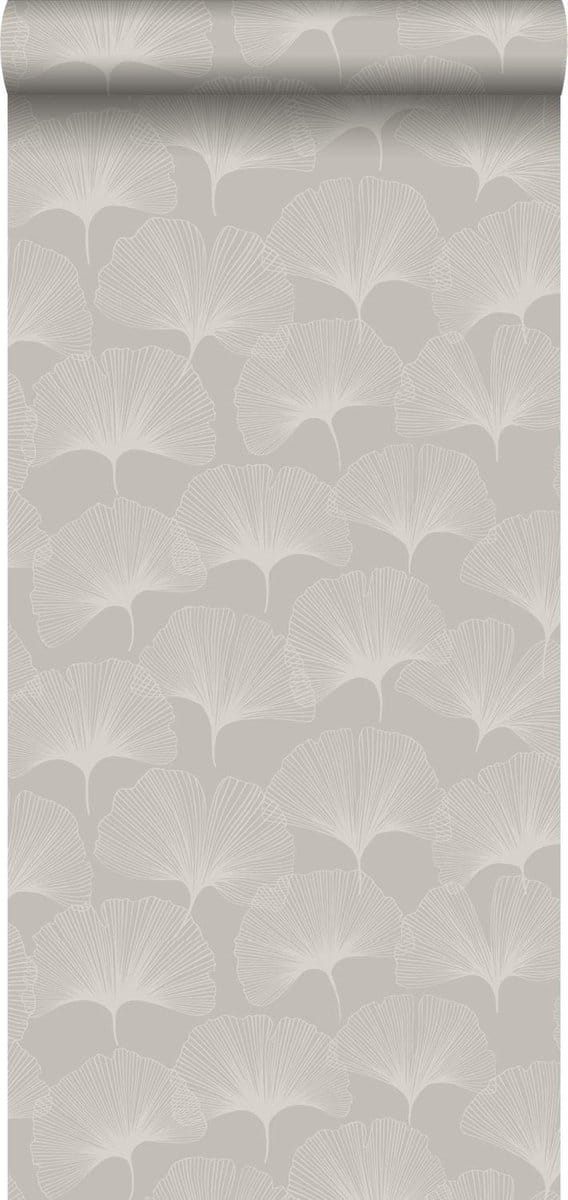 Origin Wallcoverings behang ginkgo bladeren glanzend grijs - 347749 - 0,53 x 10,05 m