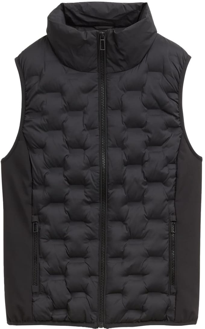 Tom Tailor - Lichtgewicht gewatteerd vest met opstaande kraag - Maat XS - deep black