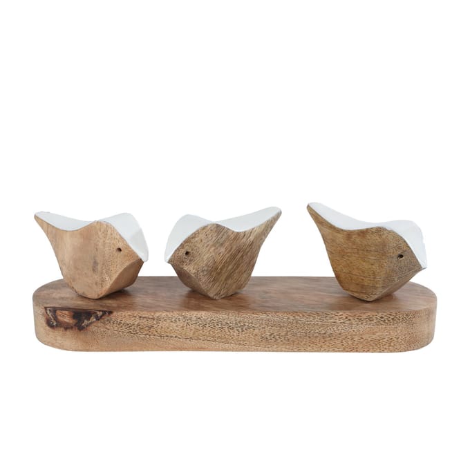 Sculptuur decoratie 3 Birds kleurrijk karton speelgoed 22x5,5x6,5cm.