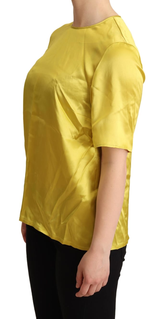 Dolce & Gabbana Dames Gele Zijde Korte Mouwen Blouse T-shirt