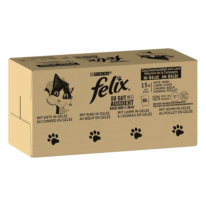 Felix Elke Dag Feest Countryside Selectie - Kattenvoer Natvoer - Rund Kip Eend & Lam - 120 x 85 g