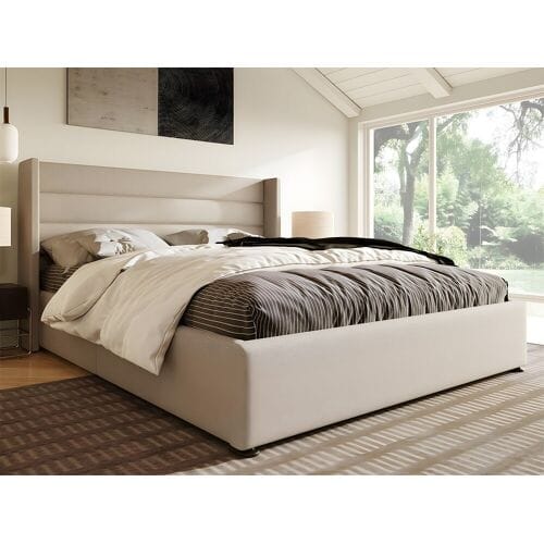 ModernLuxe Linnenopbergbed 160x200cm met lattenbodem - Beige