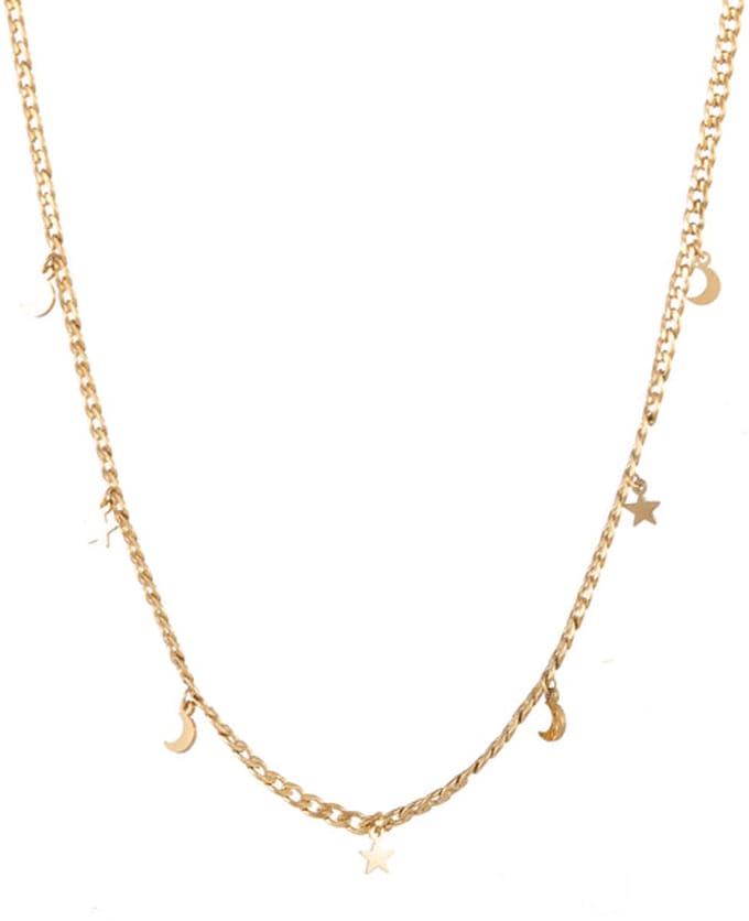 Go Dutch Label Ketting schakel maan ster Goud N1773-2