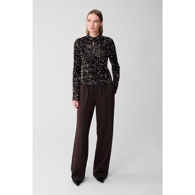 Shoeby La-sbcleo Flare Sleeve Top Silver Größe: S | Longsleeves Outlet | Damen | Grau