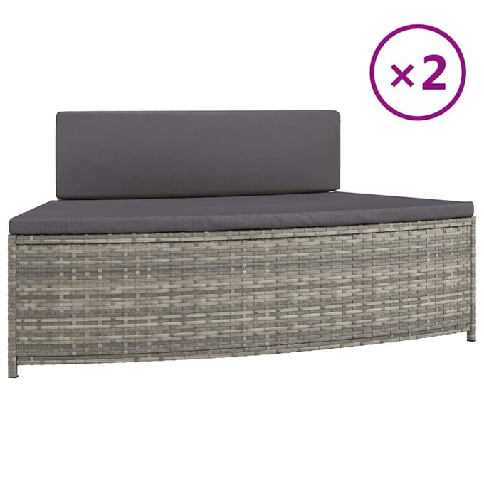 vidaXL - Spa-bankjes - met - kussens - 2 - st - poly - rattan - grijs
