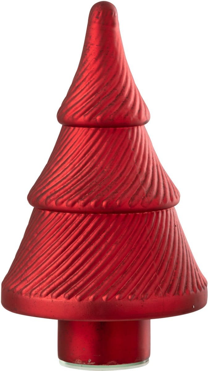 J-Line decoratie Kerstboom Geoxideerd Geribbeld - glas - rood - small