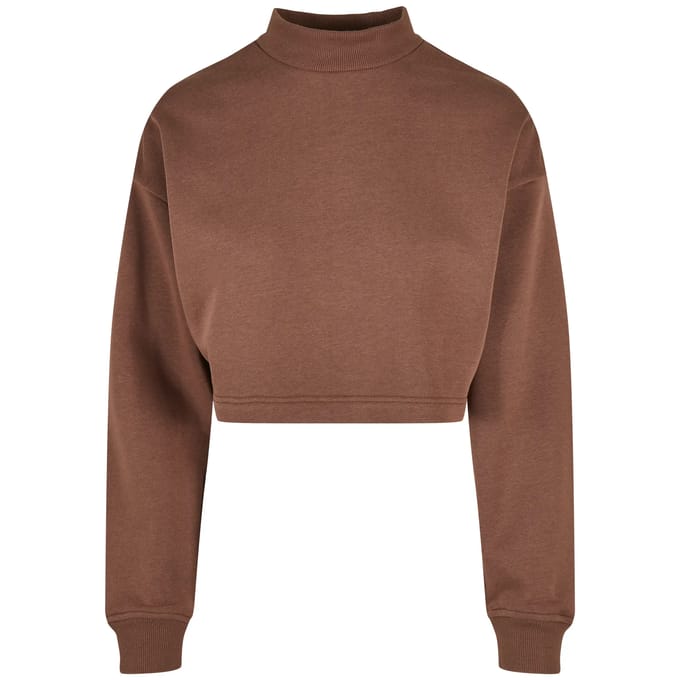 Urban Classics - Oversized Sweat High Neck Crew bark Crop Sweater/Trui - XL - Bruin