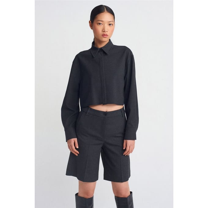 Dames Korte Losse Knop Shirt