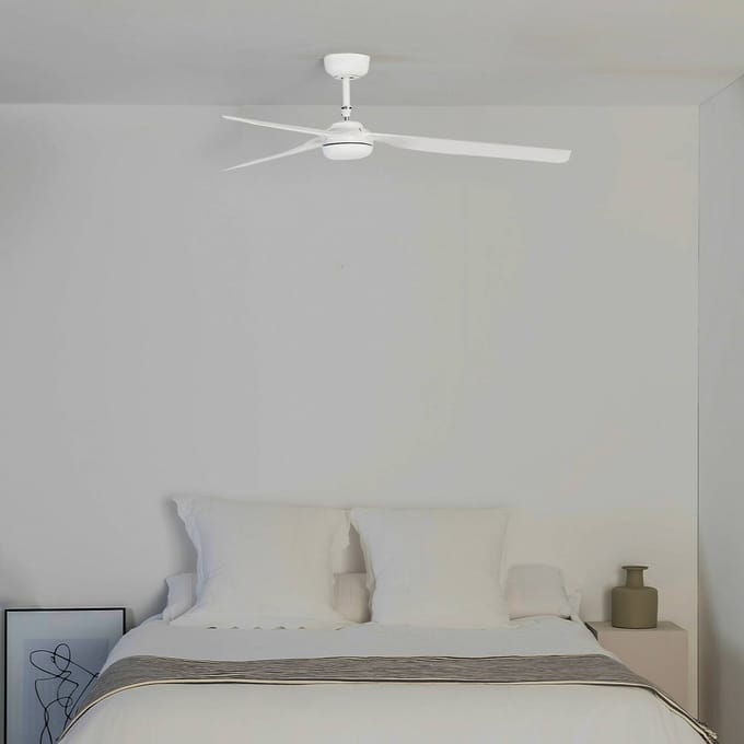 FARO BARCELONA Plafondventilator Punt M, wit, DC, stil, Ø 130 cm, afstandsbediening