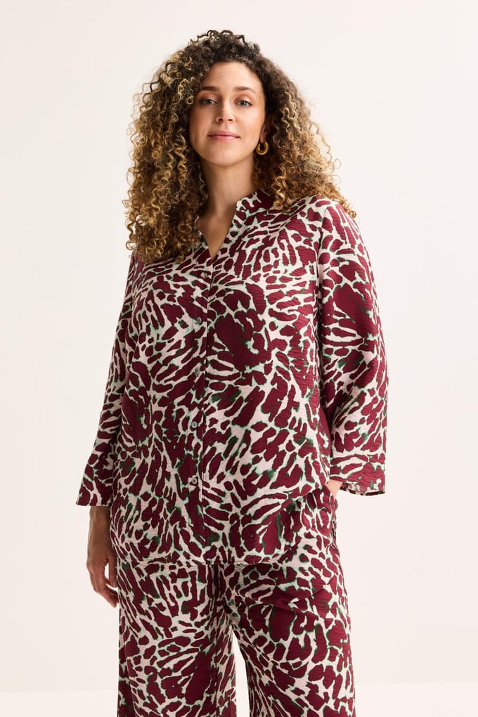 Lange Hemdblouse In Structuurstof