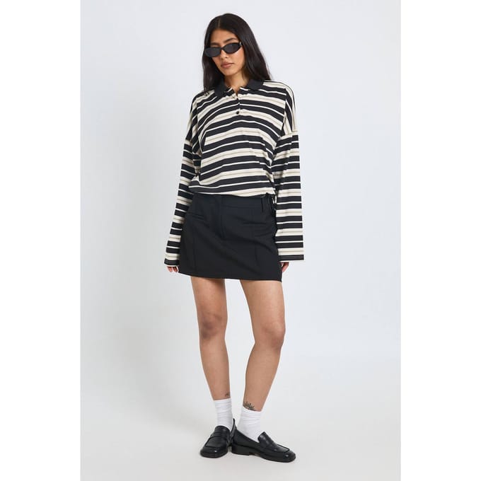 boohoo Dames Tall Skort Met Naaddetail En Getailleerde Pasvorm | Zwart | Maat: 46