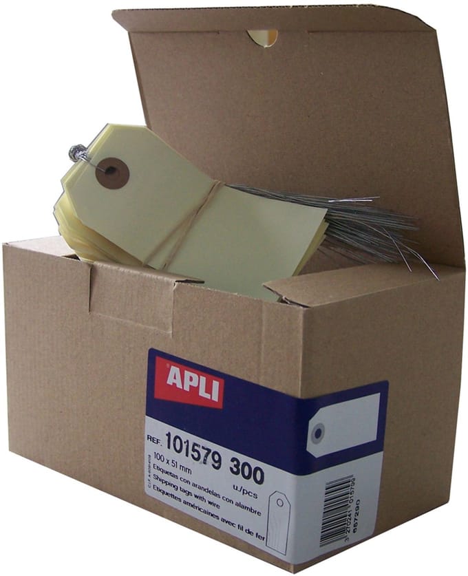 APLI hanglabel, 100 x 51 mm, neutraal, met draad, beige