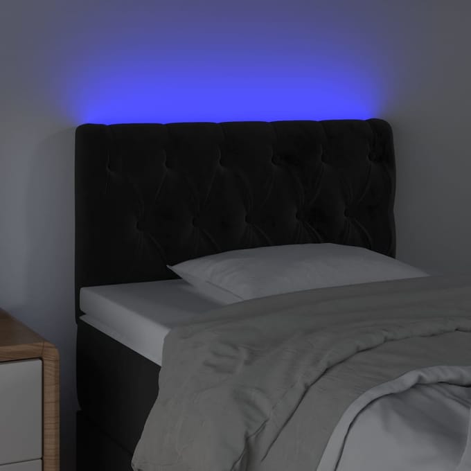 vidaXL - Hoofdbord - LED - 80x7x78/88 - cm - fluweel - zwart