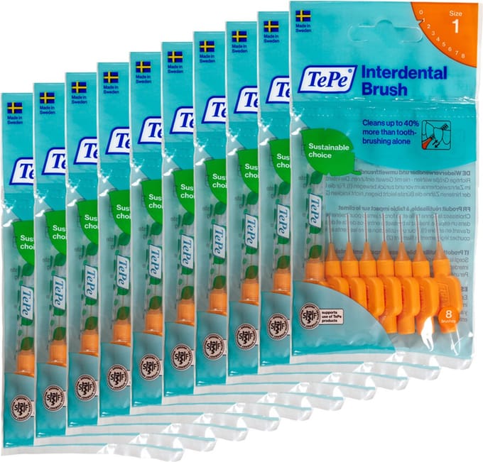 TePe - Interdentale Ragers Original 0,45 mm Oranje - 10 x 8 stuks - Voordeelverpakking