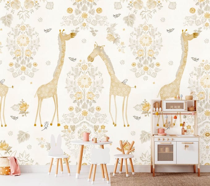 INGK Kinderbehang - Olive & Noah - Giraffe's Eden (oker)