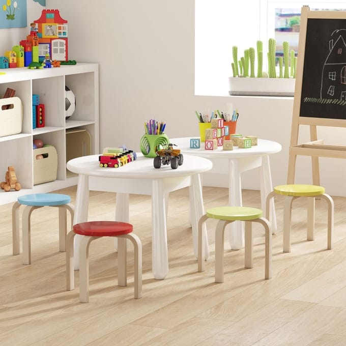 REDOM Stapelhockers - Stapelbaar - Scandinavische Stijl - Woonruimte - Hout - Multicolor - 36 × 36 × 30 cm