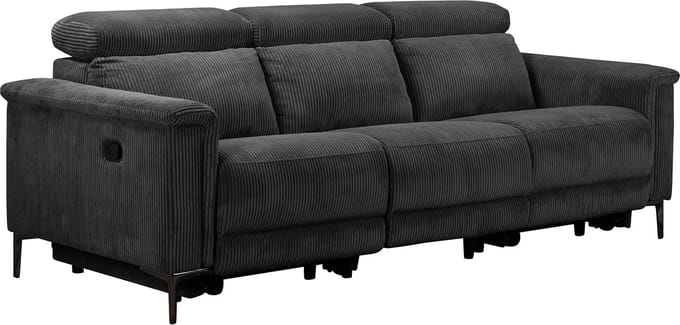 Lund-3Zitsbank - 2 Relaxfauteuils - Antraciet Corduroy