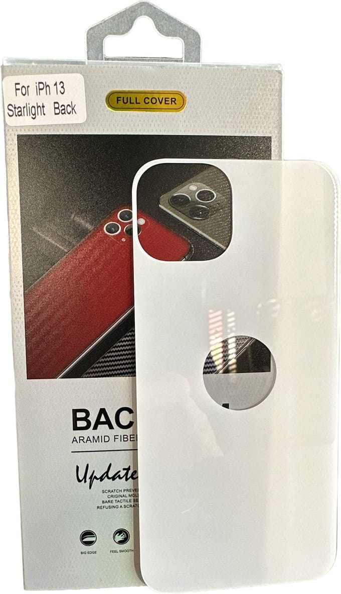 Armid Fiber Achter glas beschermer Geschikt voor: Apple iPhone 13 (Starlight) Achterkant Temper Glass Protector - Back Screen Protector