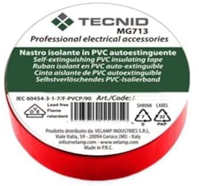 Isolatietape PVC 0,13mm 15mm x 10m - Rood