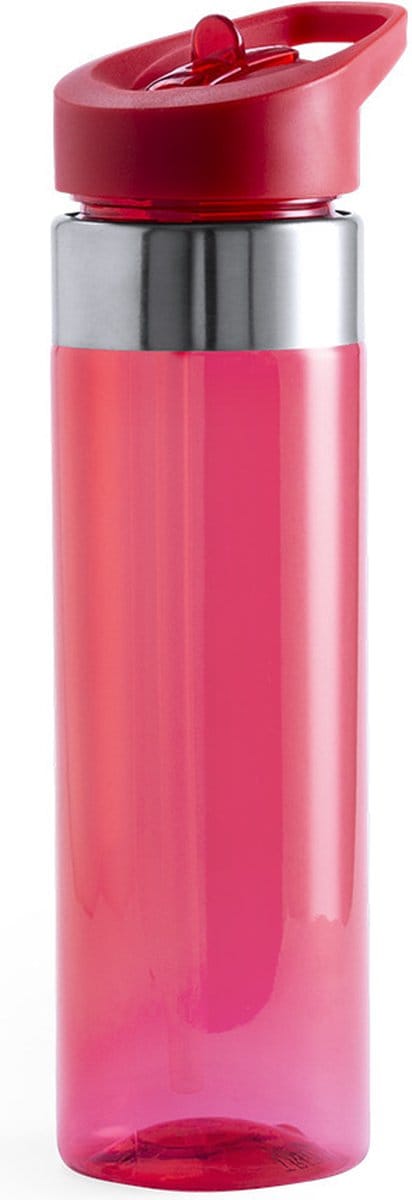Drinkfles - 650 ml - rood - kunststof met draaidop - eenvoudig openen - compact formaat
