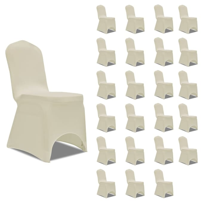 vidaXL - Stoelhoezen - stretch - 24 - st - crème