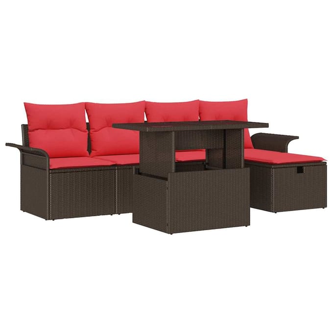 vidaXL Tuin Sofa Set 6 st Bruin poly rattan