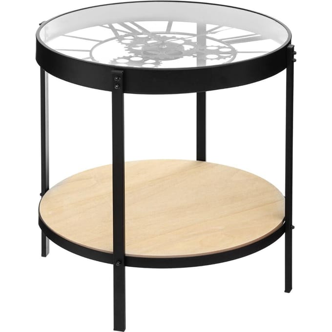 Eazy Living Bijzettafel Ø 51 cm Horloge Zwart