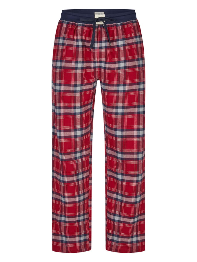 Phil & Co Lange Heren Pyjama Set Met Flanellen Pyjamabroek Rood/Blauw - Maat M