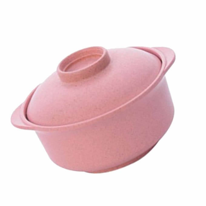 Bol de Nouilles Instantanées Style Nordique Étudiants Multifonction Récipient Alimentaire avec Couvercle Rose pink