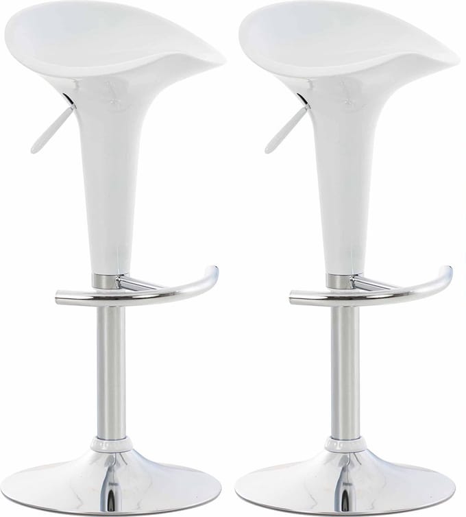 CLP Saddle Set van 2 barkrukken - Verstelbaar - Voetsteun - Kunststof - wit