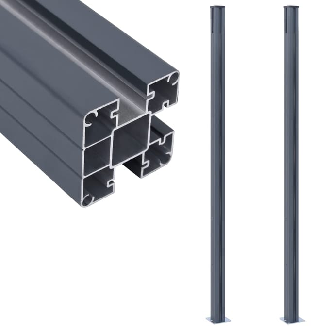 vidaXL - Schuttingpalen - 2 - st - 185 - cm - aluminium - donkergrijs