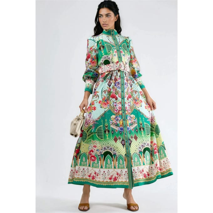 Florale Maxi Jurk met Ceintuur