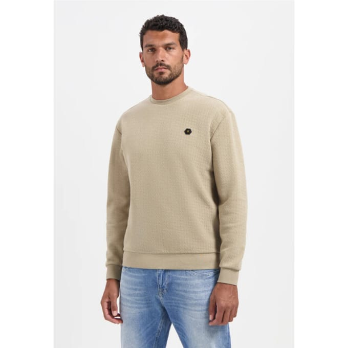 No Excess Sweater Crewneck Relief Melange Sand Größe: M | Pullover Outlet | Herren | Braun