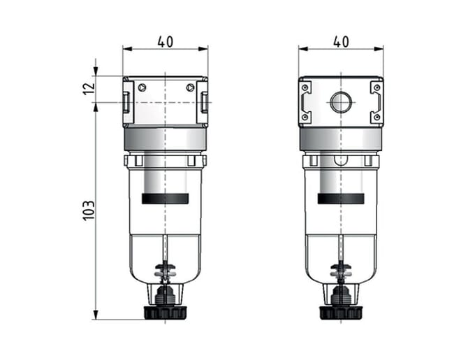 Voorfilter 0.3micron G1/8'' 130l/min Semi-Auto Polycarbonaat Multifix 0